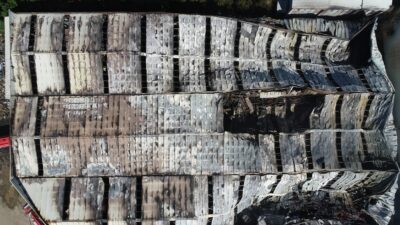 Bursa’daki yangın dehşetinden geriye kalan enkaz havadan böyle görüntülendi