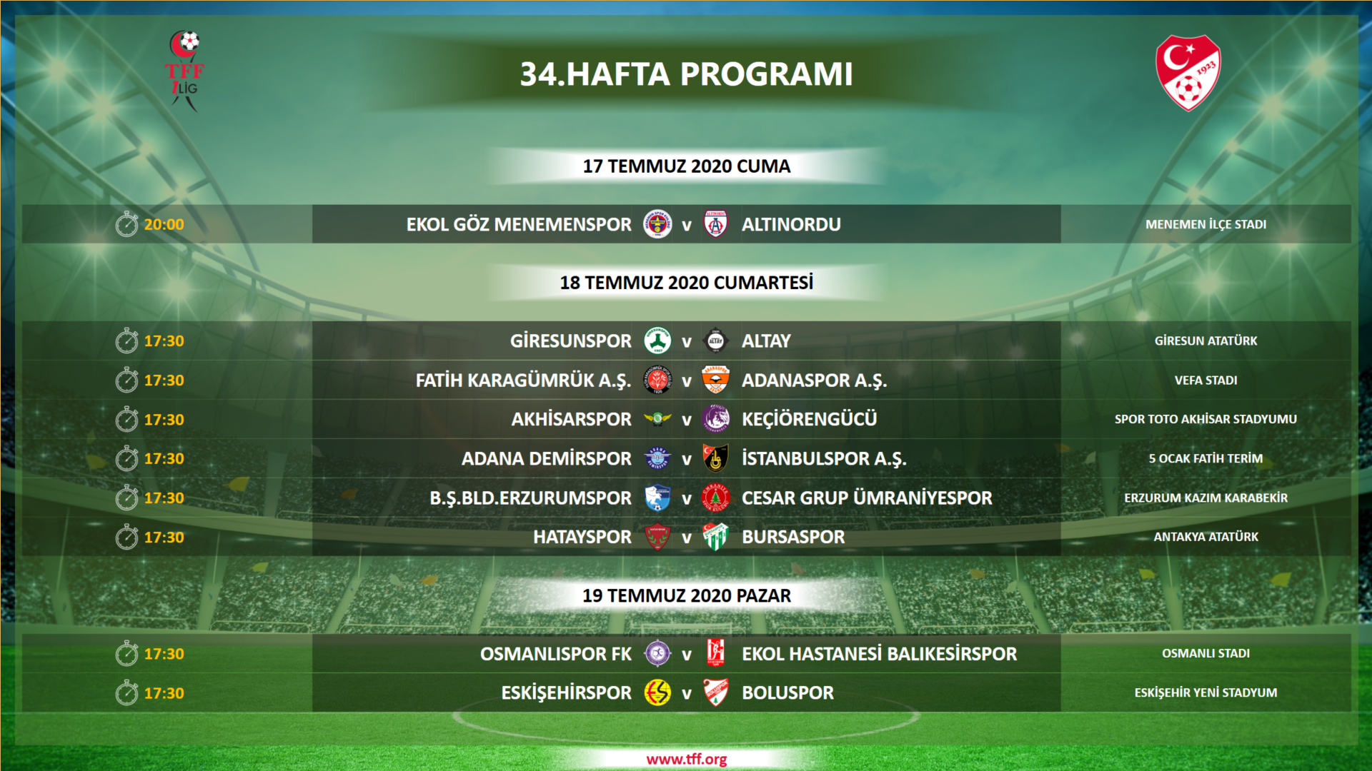1.Lig'de son hafta açıklandı... Bursaspor maçı ne zaman? 1 program1