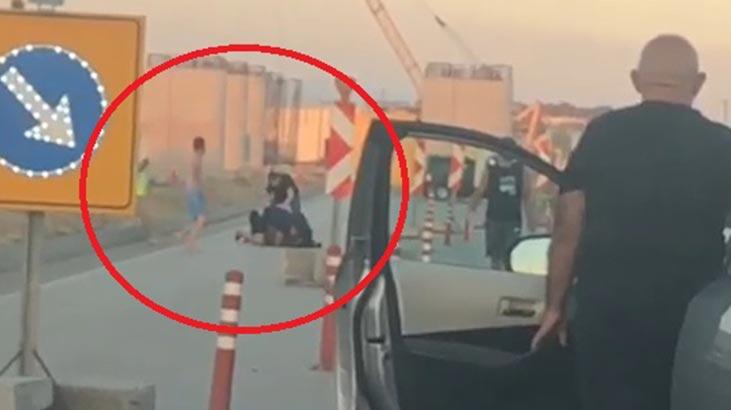 Bursa-Balıkesir karayolundaki kavga kamerada Bursa-Balıkesir karayolundaki kavga kamerada