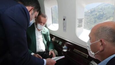 Cumhurbaşkanı Erdoğan Giresun’da! Sel bölgesini havadan inceledi