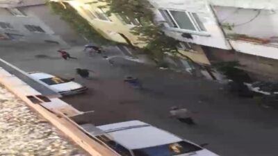 Görüntü Bursa’dan… Top oynayan çocuklara saldırdı