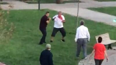 Bursa’da çimlere basma kavgası