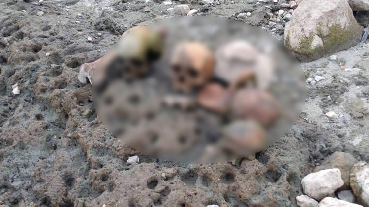 Su boşaltılınca ortaya çıktı! 4 kafatası ve kemikler…