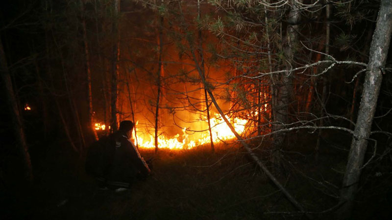 Alevler köye 150 metre kala durduruldu