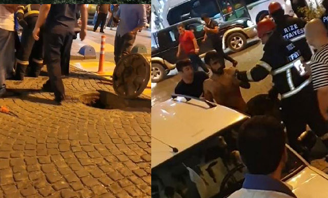 Akıl almaz olay! Cadde ortasında rögardan çıkarıldı