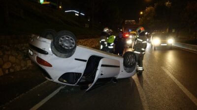 Bursa’da otomobil takla attı! Sürücünün burnu bile kanamadı