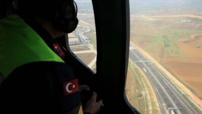 Kuzey Marmara Otoyolu’nda helikopter destekli trafik denetimi