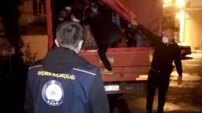 Kamyonetin kasasında yakalandılar