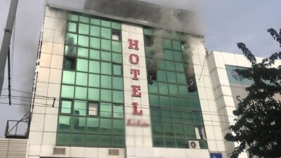 Otelde yangın paniği