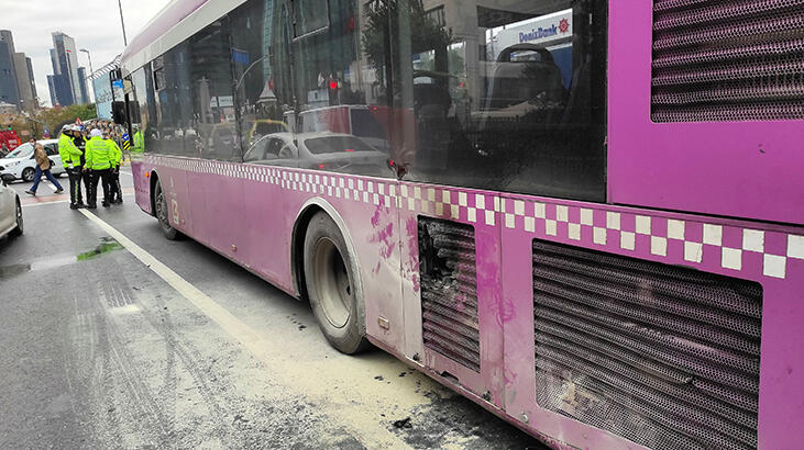 Korku dolu anlar! İçinde yolcular varken alev aldı