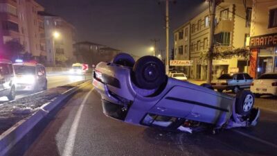 Yer: Bursa… Takla atan araçtan burnu bile kanamadan çıktı