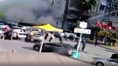 Rıza Bey Apartmanı’nın yıkılma anı kamerada