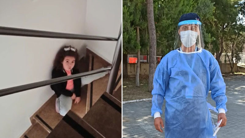 Görüntüler Bursa’dan… Babasına böyle seslendi: ‘Keşke yanına gelebilseydim’ Bursa’nın İznik ilçesinde koronavirüse yakalandığı için evinin çatı katında karantinaya