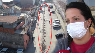 ‘Tapulu arazim’ dediği yolu, beton çit direkleri ile böldü!