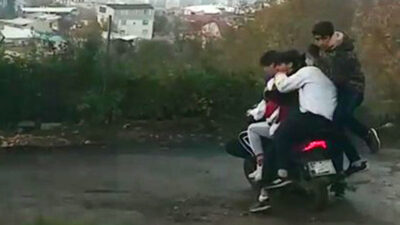 Görüntü Bursa’dan… 1 motosiklette 6 kişi