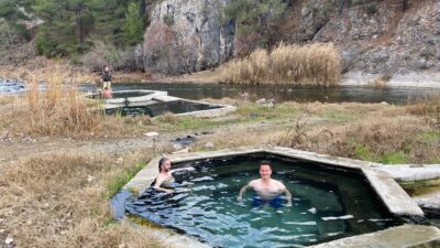 Görüntüler Bursa’dan… Kış ortasında bedava kaplıca keyfi