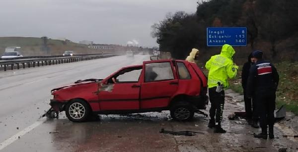 Yer: Bursa… Hurdaya dönen araçtan yara almadan kurtuldu