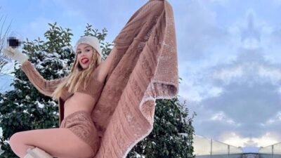 Soğuk işlemedi! Kar üstünde mini şortlu poz