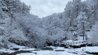 Suuçtu Şelalesi beyaza büründü, drone görüntüsü büyüledi
