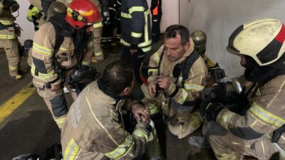 Bursa ekibinin gemi yangınına müdahale anları