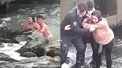 Denize düşen genç kız için buz gibi suya böyle atladı