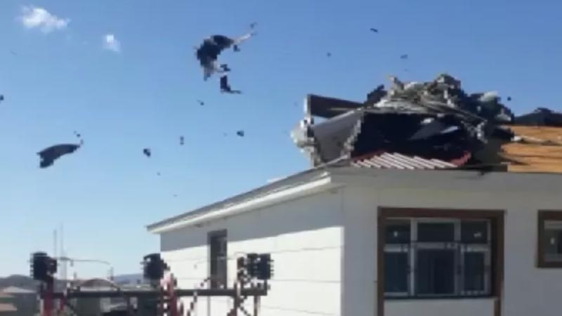 Şiddetli rüzgar can aldı, çatılar yerinden kağıt gibi fırladı!