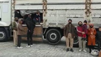 Kamyon kasasında 112 kaçak göçmen