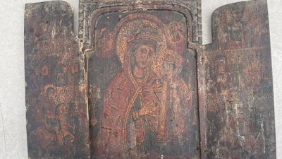 Durdurulan araçta ‘Meryem Ana’ figürlü tablo ele geçirildi