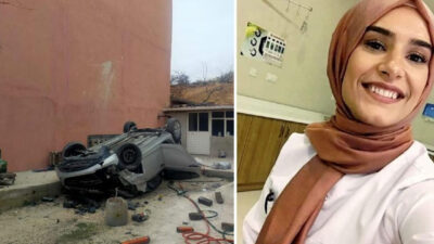 Otomobiliyle 15 metreden uçup, duvara çarpan Seycan hemşire öldü