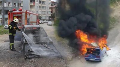 Seyir halindeki otomobil alev alev yandı!