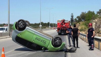 Aracının takla attığı kazada yaralanmayan sürücü: Kemerim takılıydı