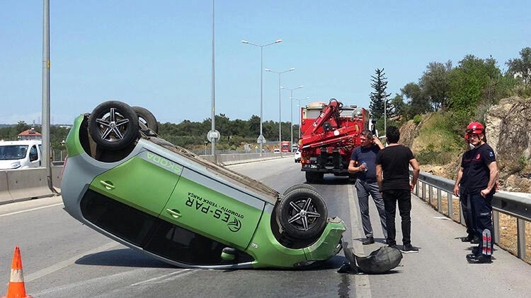 Aracının takla attığı kazada yaralanmayan sürücü: Kemerim takılıydı