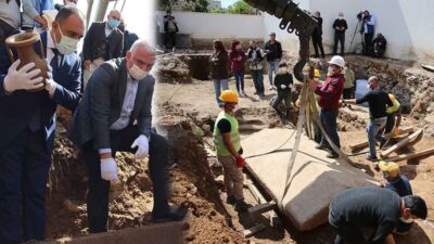 2400 yıllık lahitin kapağını Bakan Ersoy açtı