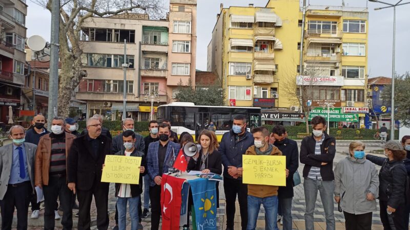 Bursa’da ulaşım zammı isyanı! İYİ Parti Gemlik Gençlik Kolları Teşkilatı, Bursa Büyükşehir Belediyesi'nin Bursa-Gemlik