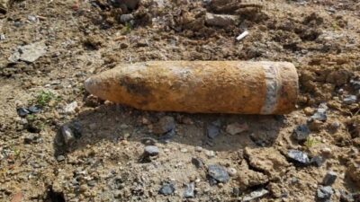 Cami inşaatında havan topu mermisi bulundu