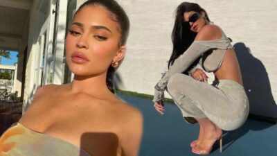 Kylie Jenner dekolteli bluzunu çok sevdi! Paylaşmaya doyamadı