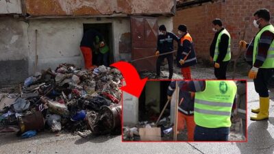 2 katlı evden 4 kamyon çöp çıktı! Fareleri gören ekipler korkup kaçtı
