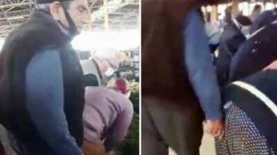 Mide bulandıran olay! Pazarda önüne geleni taciz etti