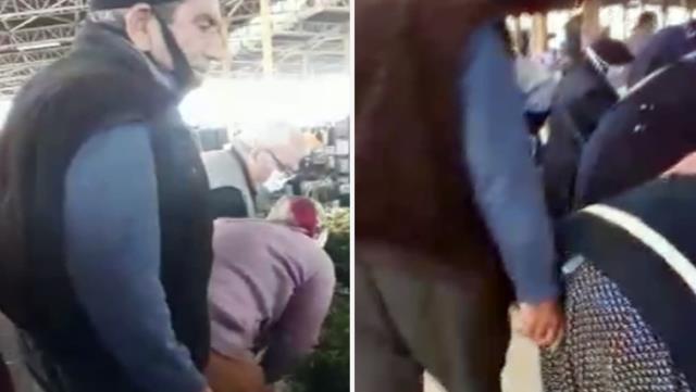 Mide bulandıran olay! Pazarda önüne geleni taciz etti