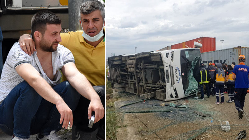Bursa’daki feci kazada ölen kadının eşinden açıklama Bursa'nın Gemlik ilçesinde işçileri taşıyan servis aracının devrilmesi sonucu 1