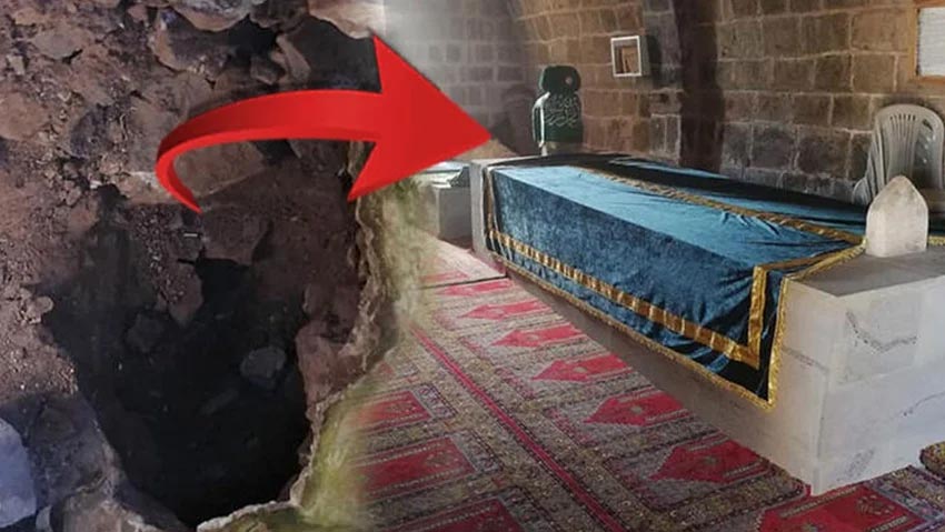 Türbe girişinde define kazısı! Mahalleli isyan etti