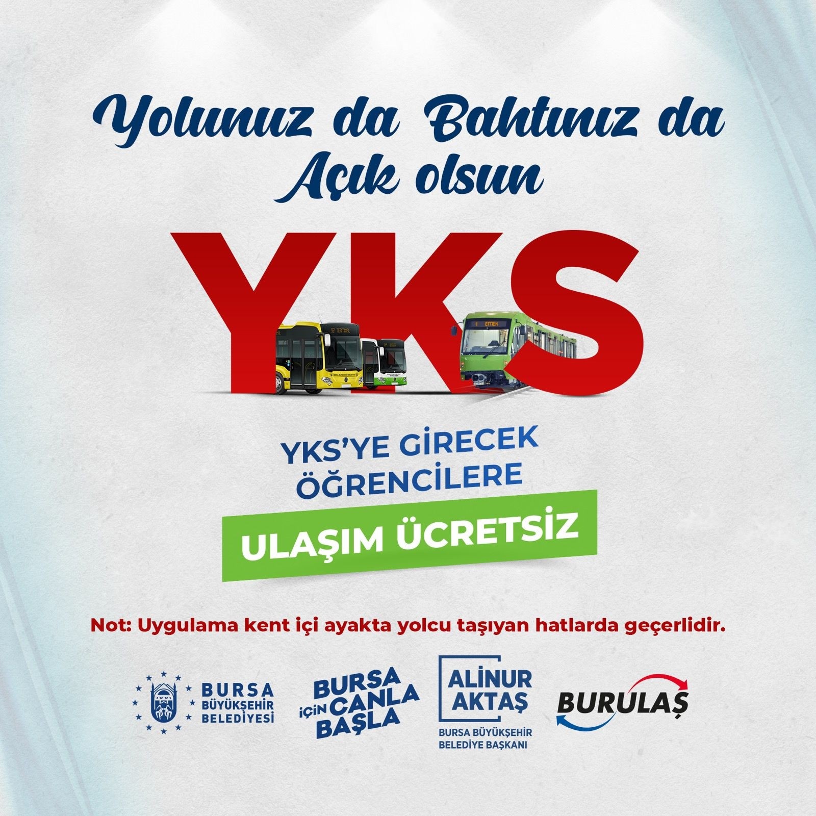 Bursa’da YKS’ye girecek öğrencilere ücretsiz ulaşım