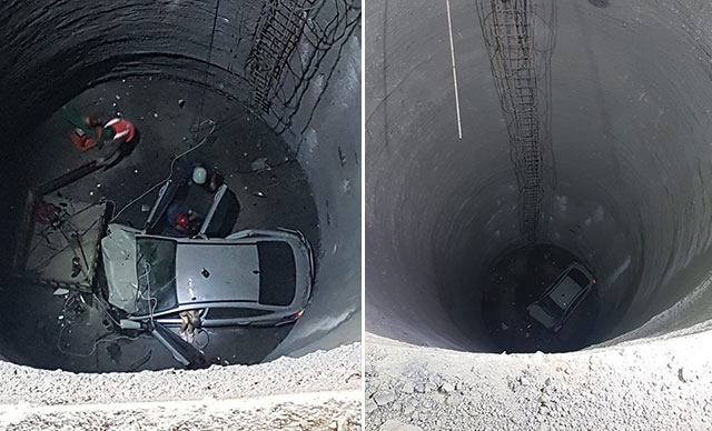 Korkunç kaza! Metro inşaatına düştü Korkunç kaza! Metro inşaatına düştü