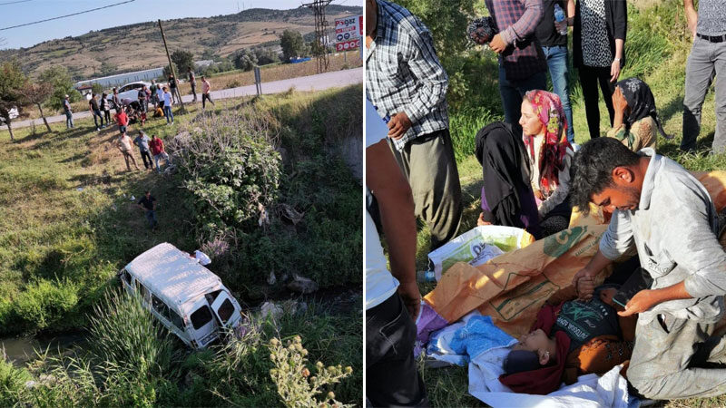 Bursa’nın Yenişehir ilçesinde mevsimlik işçileri taşıyan minibüs, karşı yönden gelen