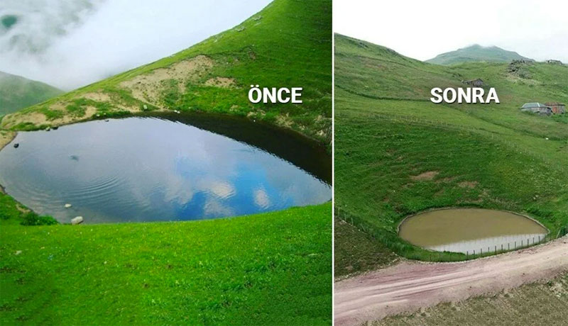 İşte Dipsiz Göl’ün son hali! ‘Çamur göl’ oldu