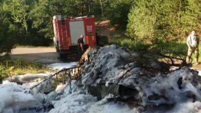 Bursa’da yangın söndürmede ilginç yöntem