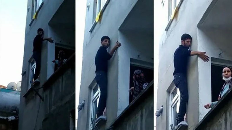 Hırsız pencerede mahsur kaldı! Apartman sakinlerine yalvardı