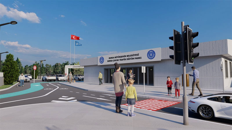 Bursa Büyükşehir Belediyesi tarafından projelendirilen ve çocukların trafik kurallarını eğlenerek