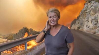 Muhabir alevlerin arasına daldı! Dünya bu görüntüyü konuşuyor…