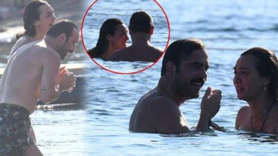 Sırılsıklam aşık! Denizde romantizm…